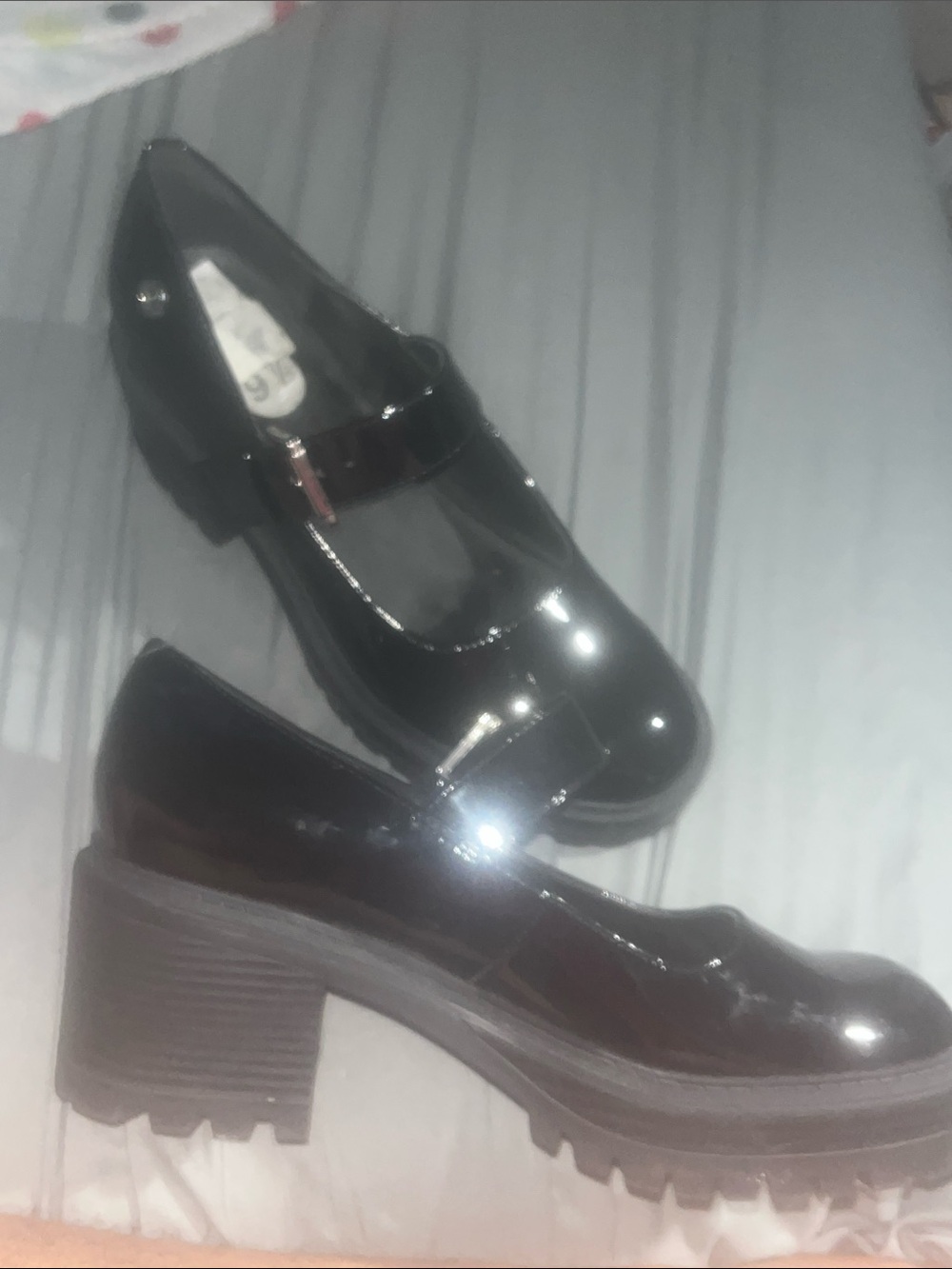 GBG Los Angeles Black Patent Chunky Mary Jane Heels